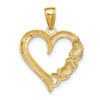 14k Yellow Gold Polished Heart and X Heart Pendant
