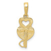 10k Yellow Gold Polished Heart Key and Heart Lock Pendant