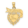 14k Yellow Gold Polished I Love You Heart With Banner Pendant