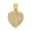 10k Yellow Gold Cut-Out and Textured Woven Heart Pendant