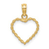 14k Yellow Gold 3D Rope Heart Pendant