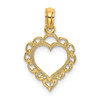 14k Yellow Gold Heart w/Lace Trim Pendant K7097