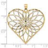 14k Yellow Gold w/ Rhodium-Plated and Shiny-Cut Heart Pendant