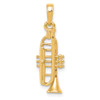 14k Yellow Gold Solid Polished 3-D Trumpet Pendant