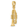 14k Yellow Gold Solid Polished 3-D Trumpet Pendant