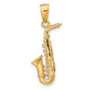 14k Yellow Gold 3-D Saxophone Pendant