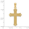 14k Yellow Gold Polished and Textured Pointed Ends Fancy Cross Pendant