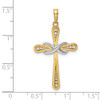 14k Yellow Gold w/ Rhodium Diamond-cut Cross and Infinity Pendant