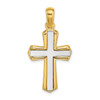 14k Gold with Rhodium-Plating and Polished Cross Pendant