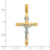 14k Gold with Rhodium-Plating and Polished Crucifix Pendant