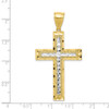 10k Yellow Gold with Rhodium-Plating Shiny-Cut Cross Pendant 10C1105