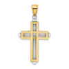 14k Gold With Rhodium-Plating Beveled Cross Pendant