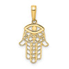 14k Yellow Gold and White Rhodium Diamond-cut Evil Eye Hamsa Pendant