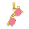 14k Yellow Gold 3-D Pink Enameled Moveable Sunglasses Pendant