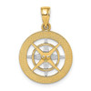 14k Gold with Rhodium-Plated Nautical Compass White Needle Pendant K9019