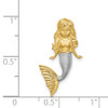 14k Yellow Gold and Rhodium Brushed and Diamond-cut Mermaid Slide Pendant