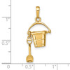 14k Yellow Gold Polished 3-Dimensional Moveable Pail and Shovel Pendant