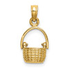 14k Yellow Gold 3-D Moveable Handle Basket Pendant