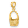 14k Yellow Gold 3-D Moveable Handle Basket Pendant