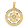 14k Yellow Gold Nautical Compass Pendant K7846