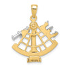 14k Gold With Rhodium 3-D Moveable Old Fashioned Compass Pendant