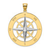 14k Gold with Rhodium Nautical Compass White Needle Pendant K9016