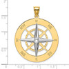 14k Gold with Rhodium Nautical Compass White Needle Pendant K9016