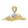 14k Yellow Gold With Rhodium 3-D Male Scuba Diver Pendant