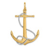 14k Yellow and White Gold 3-D Anchor w/ Entwined Rope Accent Pendant