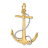 14k Yellow and White Gold 3-D Anchor w/ Entwined Rope Accent Pendant