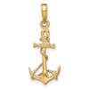 14k Yellow Gold 3-D Anchor w/ Shackle and Entwined Rope Pendant
