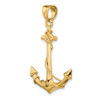 14k Yellow Gold 3-D Anchor w/Rope Pendant C3342