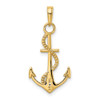 14k Yellow Gold Polished Anchor w/Rope Pendant K5395