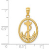 14k Yellow Gold Polished Anchor w/Rope Oval Pendant