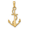 14k Yellow Gold Solid Polished 3-D Anchor Pendant