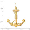 14k Yellow Gold 3-D Solid Anchor w/Rope Pendant