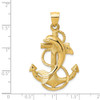 14k Yellow Gold Dolphin On Anchor Pendant