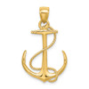14k Yellow Gold 3-D Polished and Textured Anchor w/ Rope Pendant