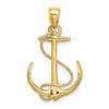 14k Yellow Gold 3-D Polished and Textured Anchor w/ Rope Pendant