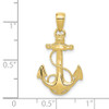 10k Yellow Gold Solid Polished Anchor Pendant