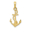 10k Yellow Gold Solid Polished 3-Dimensional Anchor Pendant