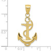 10k Yellow Gold Polished Anchor Pendant with Textured Rope