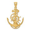 14k Yellow Gold 2-D Anchor and Wheel Pendant