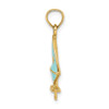 14k Yellow Gold Blue Enameled Windsail Surf Board Pendant