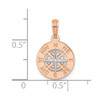 14k Rose and White Gold Mini Nautical Compass Pendant