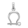 14k White Gold 3-D Small Shackle Link Screw Pendant