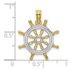 14k Yellow Gold And Rhodium Ships Wheel Pendant