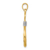 14k Yellow Gold And Rhodium 3-D Fish Hook With Rope Pendant