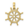 10k Yellow Gold 3-D Ship Wheel Pendant