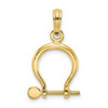10k Yellow Gold 3-D Small Shackle Link Screw Pendant